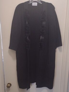 Stizzoli Women's Long Black Cardigan (J736)